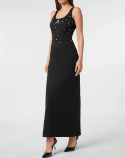 PHILIPP PLEIN Jersey Rib Long Dress Stones><noscript><img data-lazyloaded=