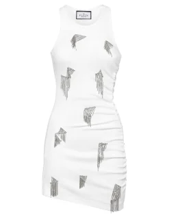 PHILIPP PLEIN Jersey Rib Short Dress Fringe>Donna Abiti E Gonne