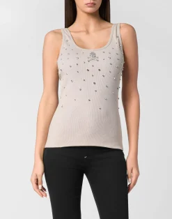 PHILIPP PLEIN Jersey Rib Tank top Stones>Donna Top