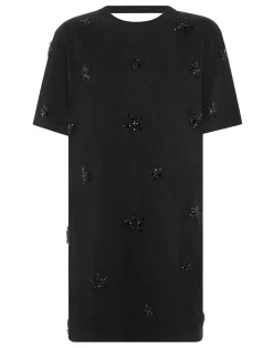 PHILIPP PLEIN Jersey T-shirt Mini Dress Round Neck SS Stars>Donna Abiti E Gonne