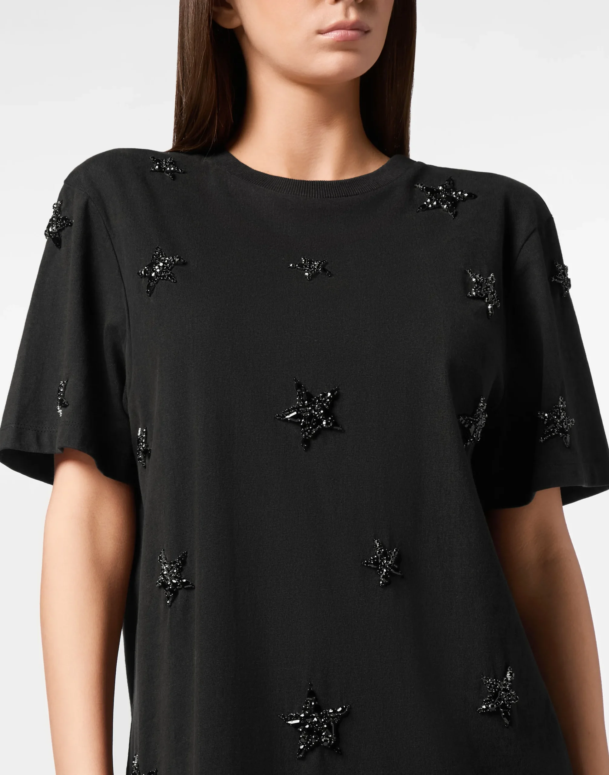 PHILIPP PLEIN Jersey T-shirt Mini Dress Round Neck SS Stars>Donna Abiti E Gonne