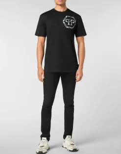 PHILIPP PLEIN Jersey T-shirt Round Neck SS Hexagon><noscript><img data-lazyloaded=