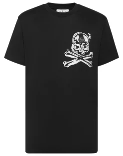 PHILIPP PLEIN Jersey T-shirt Round Neck SS Skull & Bones>Uomo T-Shirts