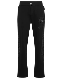 PHILIPP PLEIN Jogging Pants with Leather Inserts Chrome Crest>Uomo Street Couture