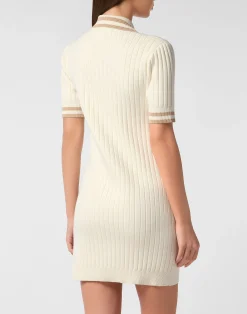 PHILIPP PLEIN Knit Polo Dress><noscript><img data-lazyloaded=
