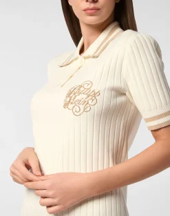 PHILIPP PLEIN Knit Polo Dress><noscript><img data-lazyloaded=