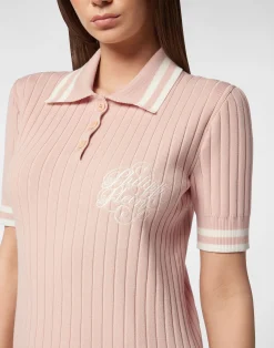 PHILIPP PLEIN Knit Polo Dress><noscript><img data-lazyloaded=