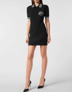PHILIPP PLEIN Knit Polo Dress><noscript><img data-lazyloaded=