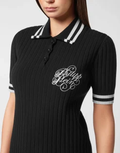 PHILIPP PLEIN Knit Polo Dress><noscript><img data-lazyloaded=