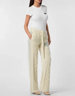 PHILIPP PLEIN Knit Straight Joggers Signature><noscript><img data-lazyloaded=