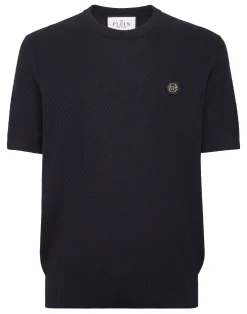 PHILIPP PLEIN Knited Round Neck T-Shirt Wool Silk Blend>Uomo Maglieria
