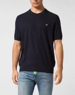 PHILIPP PLEIN Knited Round Neck T-Shirt Wool Silk Blend>Uomo Maglieria