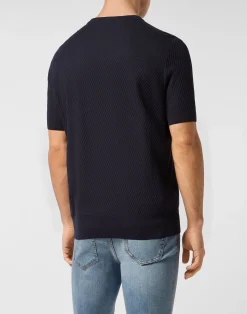 PHILIPP PLEIN Knited Round Neck T-Shirt Wool Silk Blend><noscript><img data-lazyloaded=