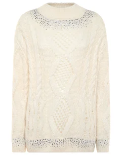 PHILIPP PLEIN Knitted Pullover Round Neck Long-Sleeve Strass>Donna Maglieria