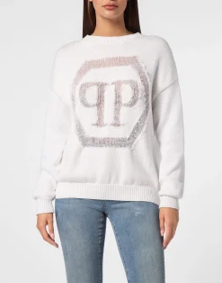 PHILIPP PLEIN Knitted Pullover Round Neck Long-Sleeve Hexagon>Donna Maglieria