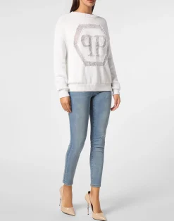 PHILIPP PLEIN Knitted Pullover Round Neck Long-Sleeve Hexagon><noscript><img data-lazyloaded=