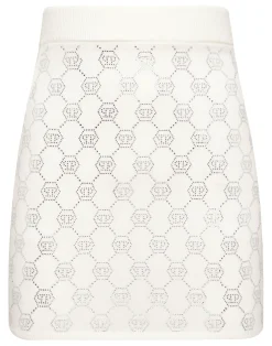 PHILIPP PLEIN Knitted Strass Mini Skirt Monogram>Donna Abiti E Gonne|Maglieria