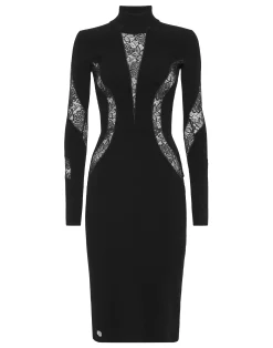 PHILIPP PLEIN Lace Knit Midi Dress>Donna Abiti E Gonne|Maglieria