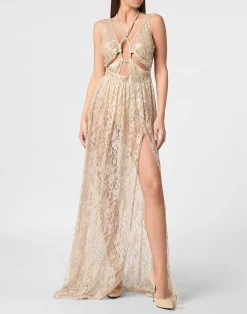 PHILIPP PLEIN Lace Long Dress>Donna Abiti E Gonne