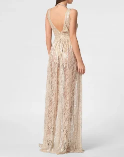 PHILIPP PLEIN Lace Long Dress><noscript><img data-lazyloaded=