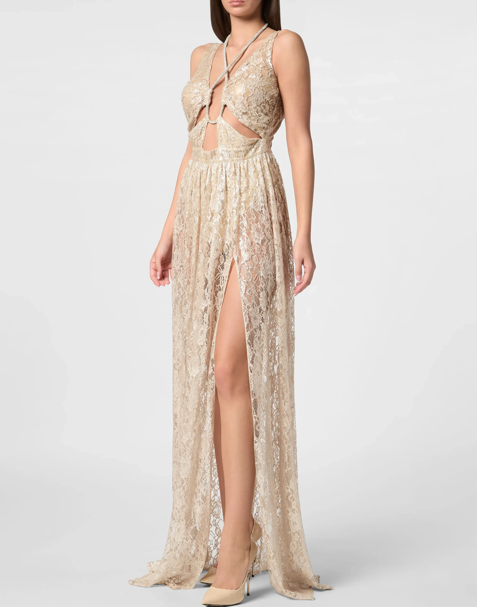 PHILIPP PLEIN Lace Long Dress>Donna Abiti E Gonne