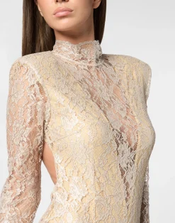 PHILIPP PLEIN Lace Long Dress><noscript><img data-lazyloaded=