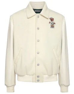 PHILIPP PLEIN Leather and Wool Bomber Teddy Beach>Uomo Giacche Di Pelle|Giacche E Cappotti