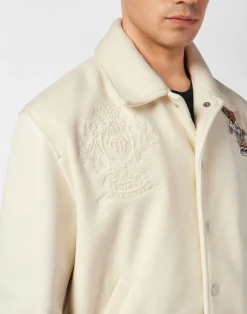PHILIPP PLEIN Leather and Wool Bomber Teddy Beach><noscript><img data-lazyloaded=
