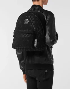 PHILIPP PLEIN Leather Backpack Monogram Strass><noscript><img data-lazyloaded=