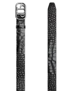 PHILIPP PLEIN Leather Belt Crocco Print Shiny Skull>Uomo Cinture