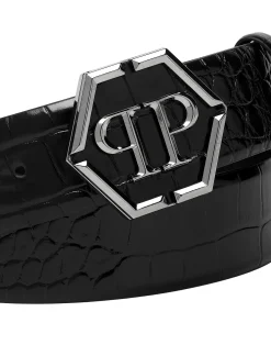 PHILIPP PLEIN Leather Belt Hexagon>Uomo Cinture