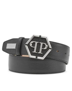 PHILIPP PLEIN Leather Belt Hexagon><noscript><img data-lazyloaded=