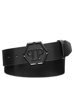 PHILIPP PLEIN Leather Belt Hexagon><noscript><img data-lazyloaded=