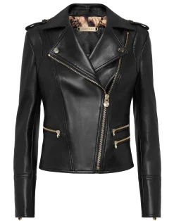 PHILIPP PLEIN Leather Biker Jacket>Donna Pelle E Pellicce|Giubbotti