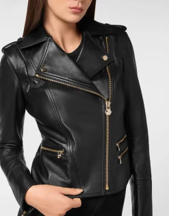 PHILIPP PLEIN Leather Biker Jacket><noscript><img data-lazyloaded=