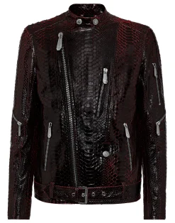 PHILIPP PLEIN Leather Biker Luxury>Uomo Giacche Di Pelle|Giacche E Cappotti