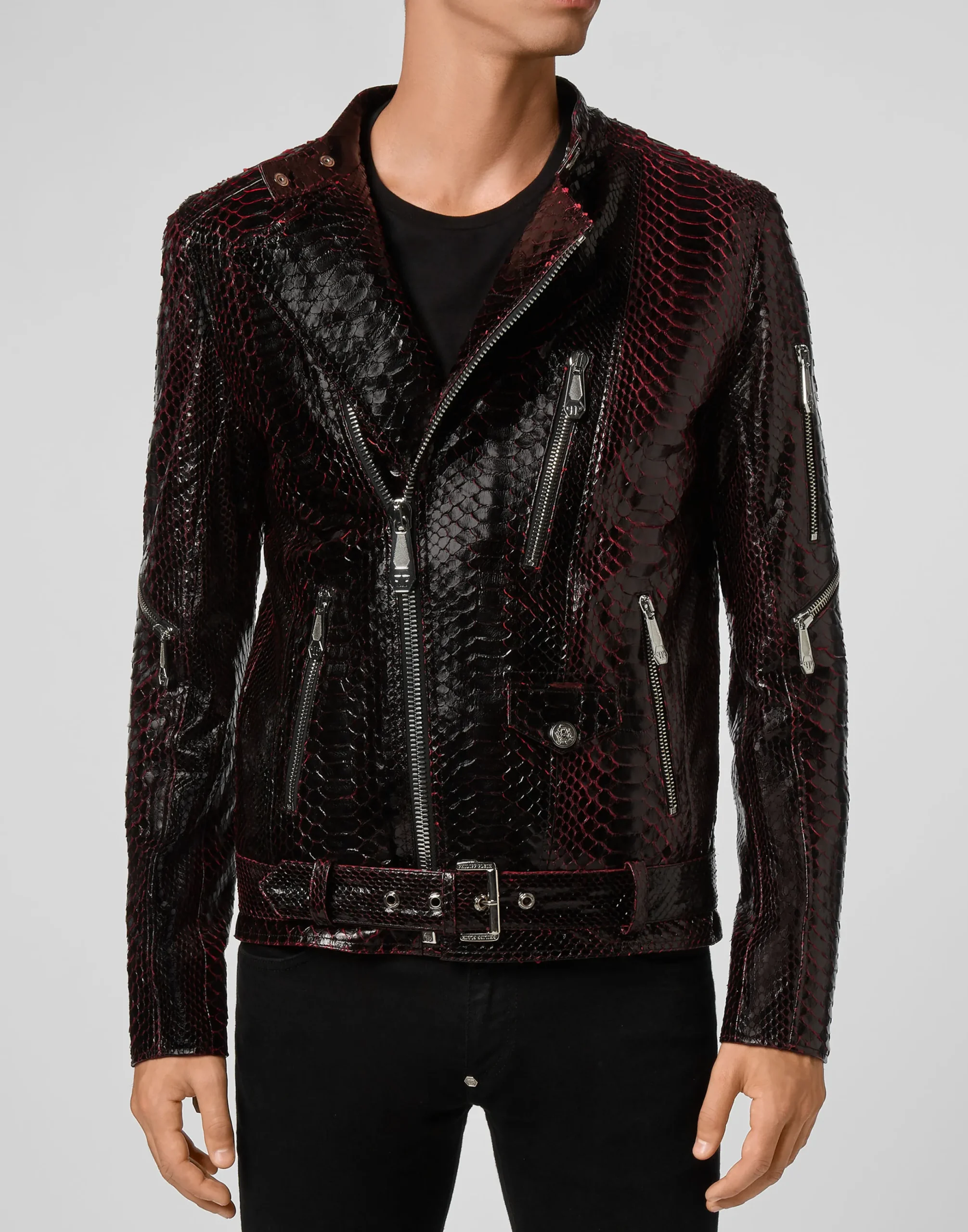 PHILIPP PLEIN Leather Biker Luxury>Uomo Giacche Di Pelle|Giacche E Cappotti