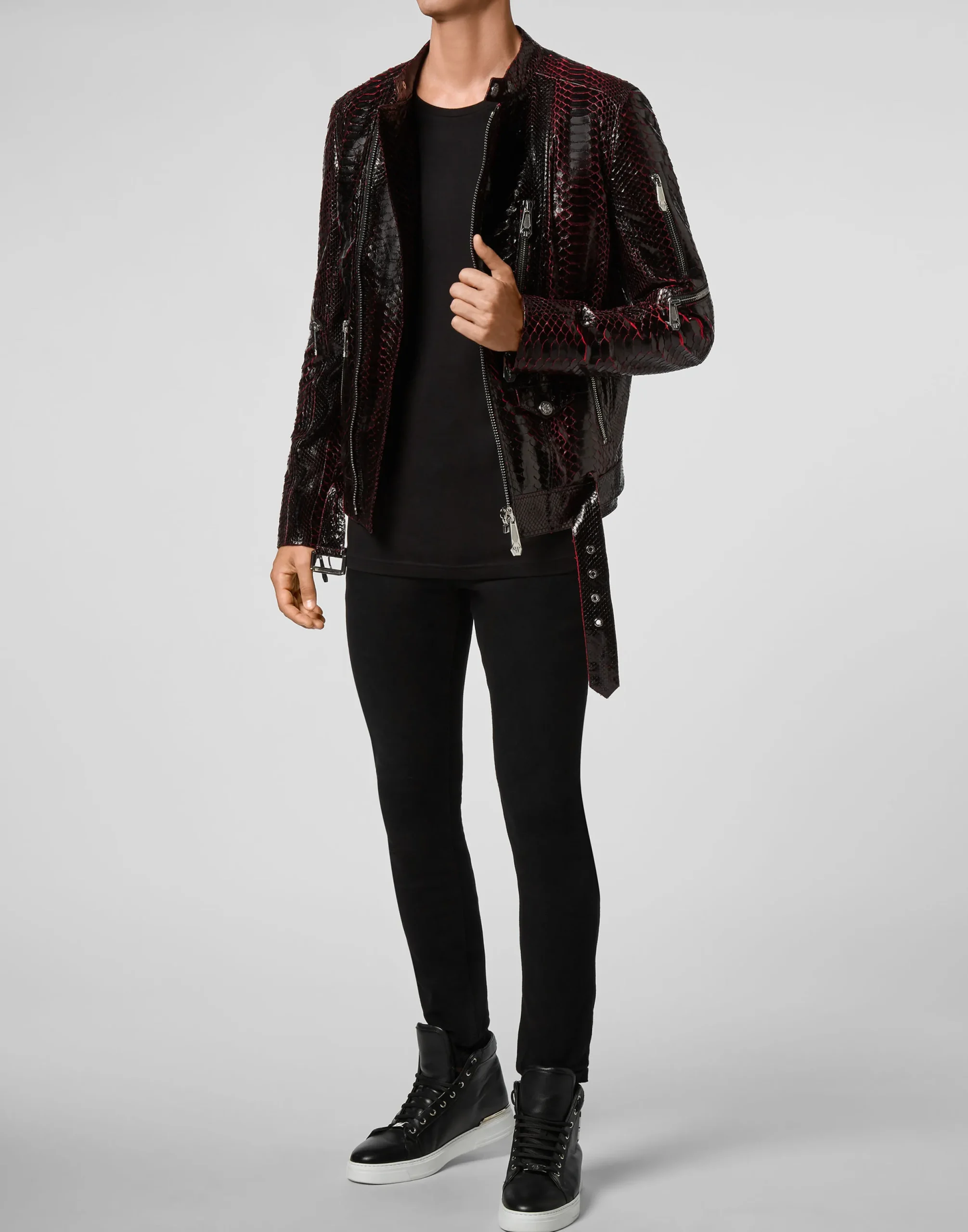 PHILIPP PLEIN Leather Biker Luxury>Uomo Giacche Di Pelle|Giacche E Cappotti