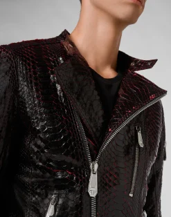 PHILIPP PLEIN Leather Biker Luxury><noscript><img data-lazyloaded=