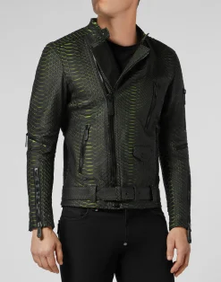PHILIPP PLEIN Leather Biker Luxury>Uomo Giacche Di Pelle|Giacche E Cappotti
