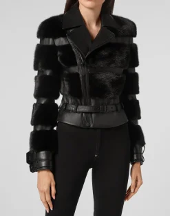 PHILIPP PLEIN Leather Biker Luxury>Donna Pelle E Pellicce|Giubbotti
