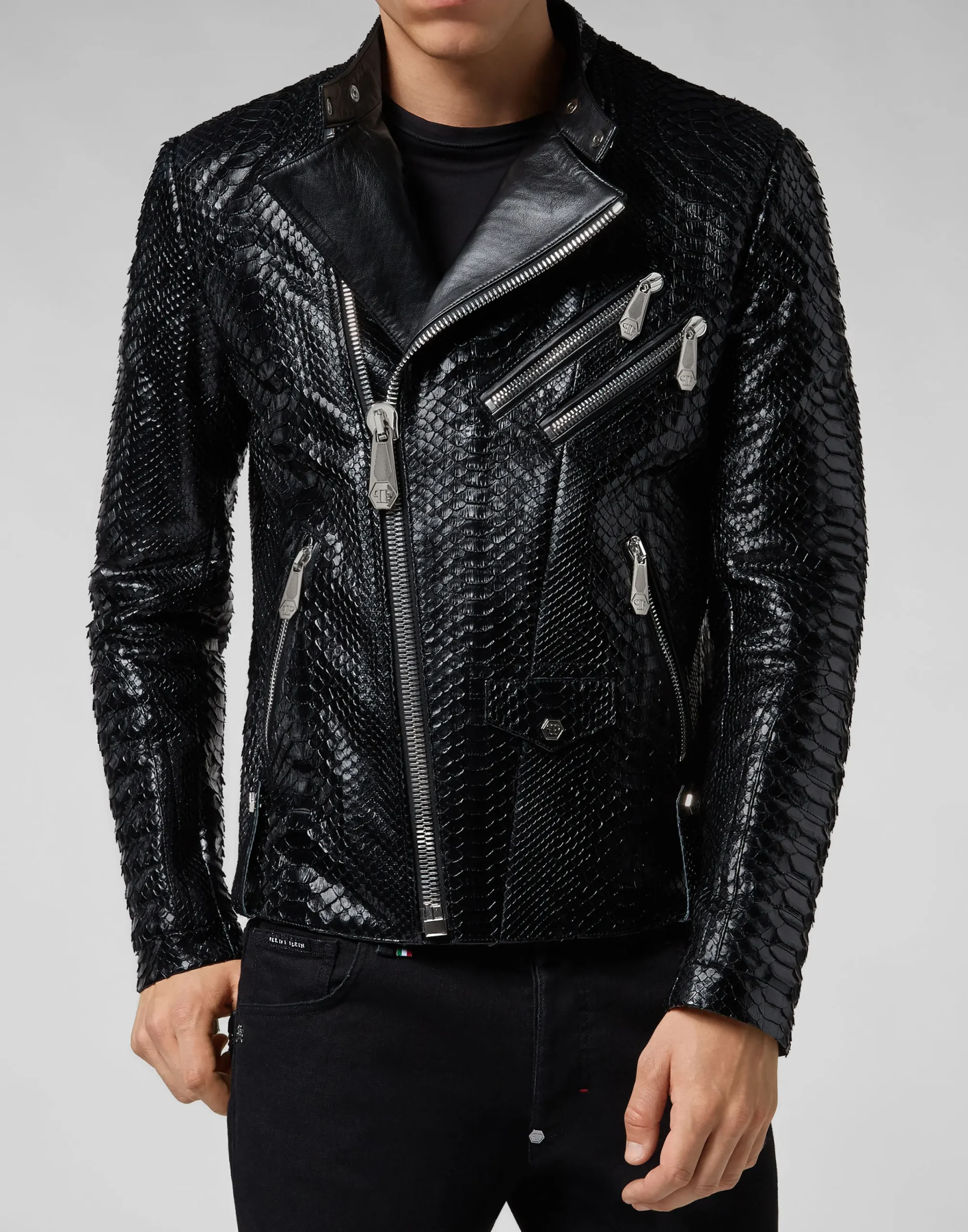PHILIPP PLEIN Leather Biker slim fit Luxury>Uomo Giacche Di Pelle|Giacche E Cappotti