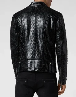 PHILIPP PLEIN Leather Biker slim fit Luxury><noscript><img data-lazyloaded=