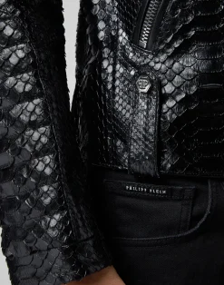PHILIPP PLEIN Leather Biker slim fit Luxury><noscript><img data-lazyloaded=