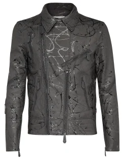 PHILIPP PLEIN Leather Biker "Strange">Uomo Giacche Di Pelle|Giacche E Cappotti