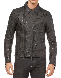 PHILIPP PLEIN Leather Biker "Strange">Uomo Giacche Di Pelle|Giacche E Cappotti