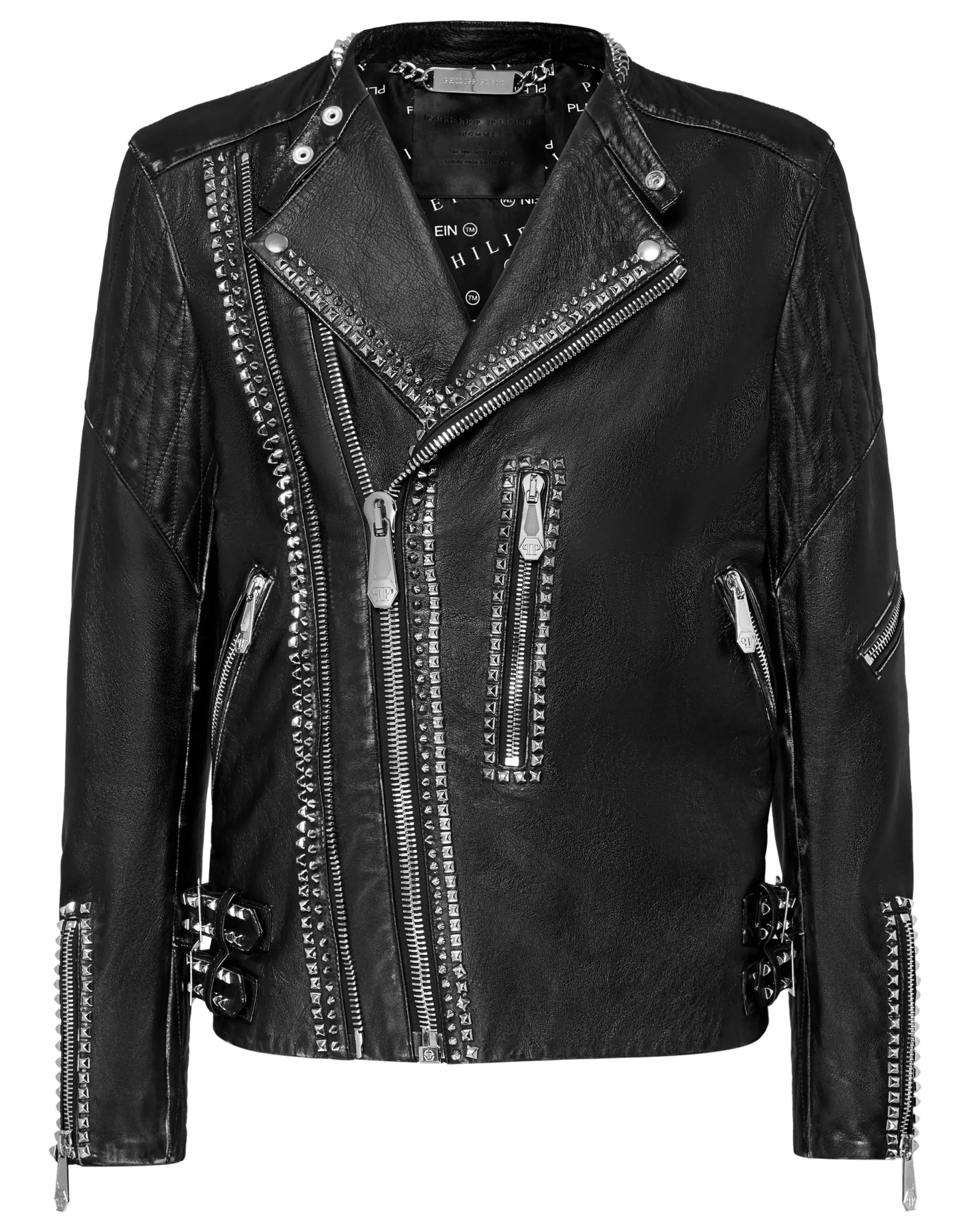 PHILIPP PLEIN Leather Biker Studs>Uomo Giacche Di Pelle|Giacche E Cappotti