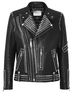PHILIPP PLEIN Leather Biker Studs>Uomo Giacche Di Pelle|Giacche E Cappotti