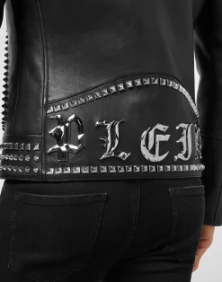 PHILIPP PLEIN Leather Biker Studs><noscript><img data-lazyloaded=