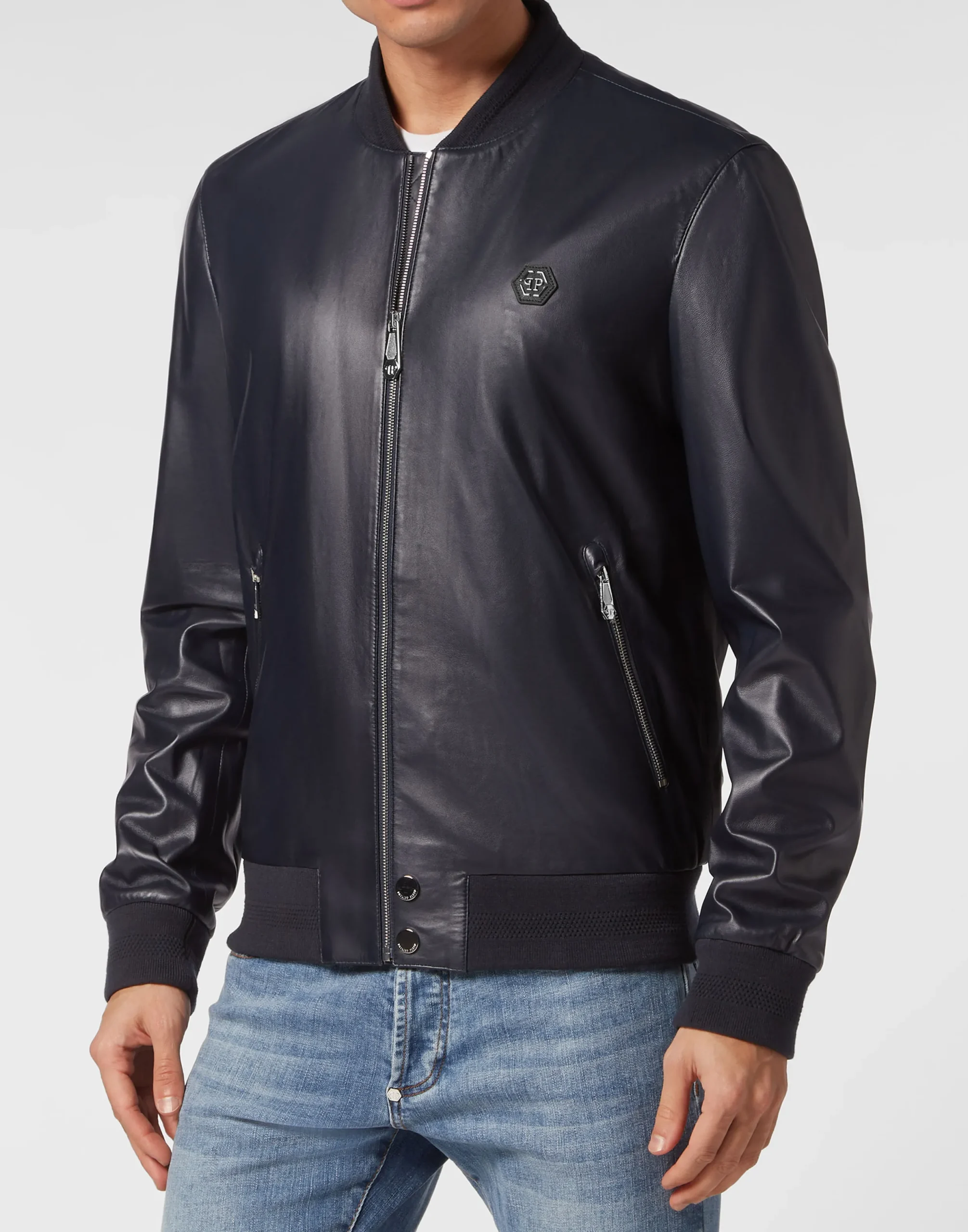 PHILIPP PLEIN Leather Bomber>Uomo Giacche Di Pelle|Giacche E Cappotti